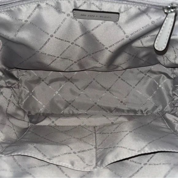 Michael Kors Taupe and White MK Tote - Picture 3 of 3